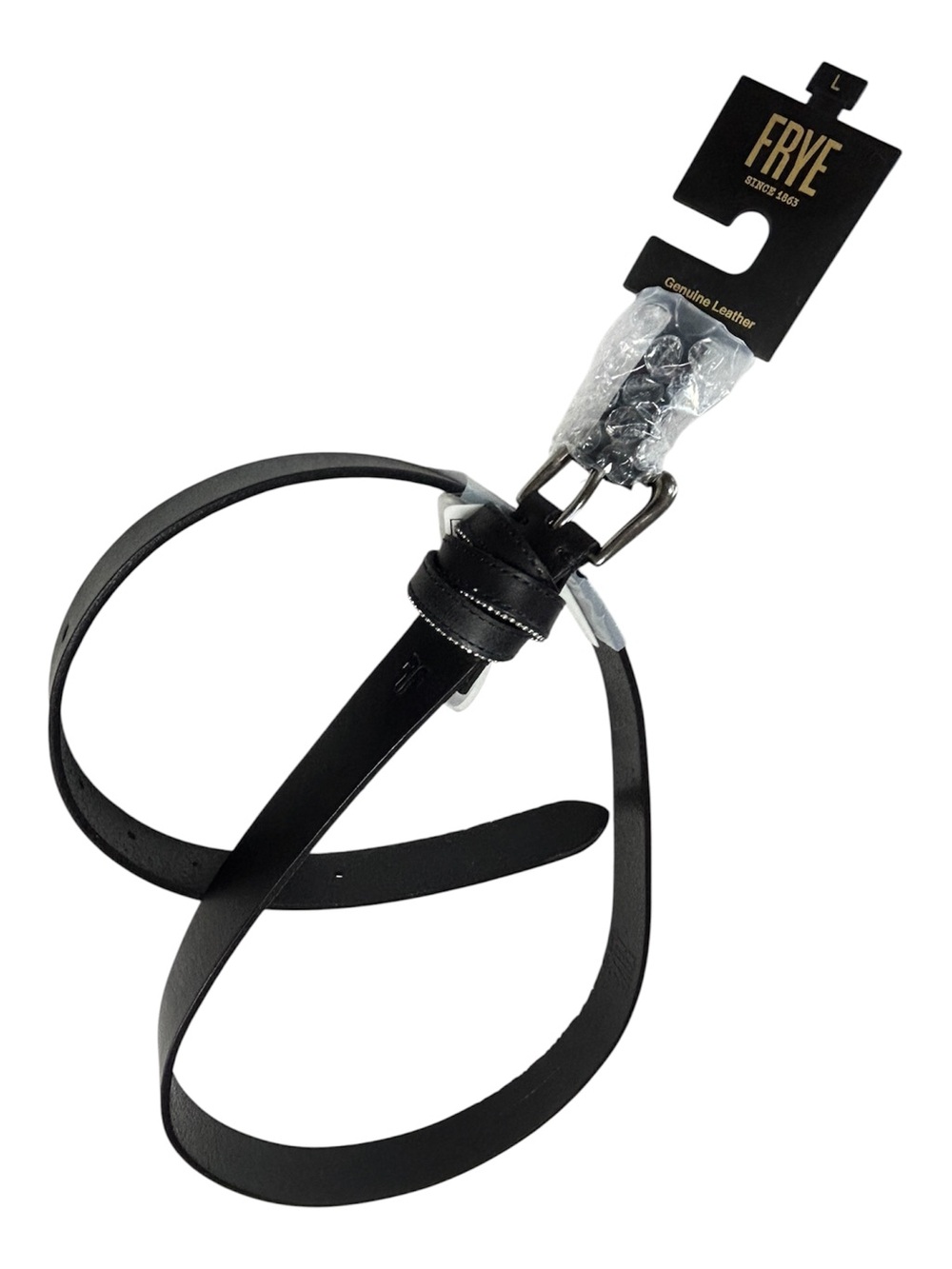 Frye Black Smooth Leather Belt with Shot Bead Detailing